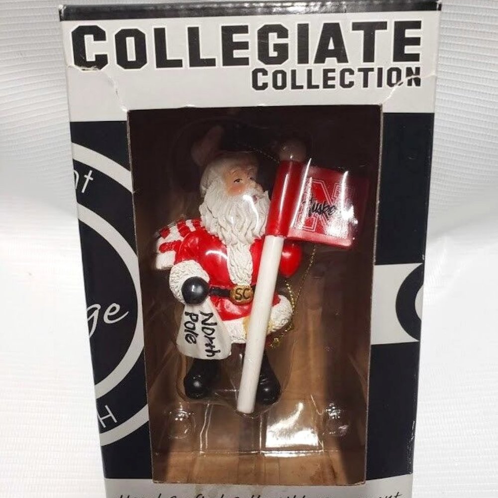Nebraska Cornhuskers Santa Figurine Christmas Tree Ornament NCAA Big 10 NEW 4"